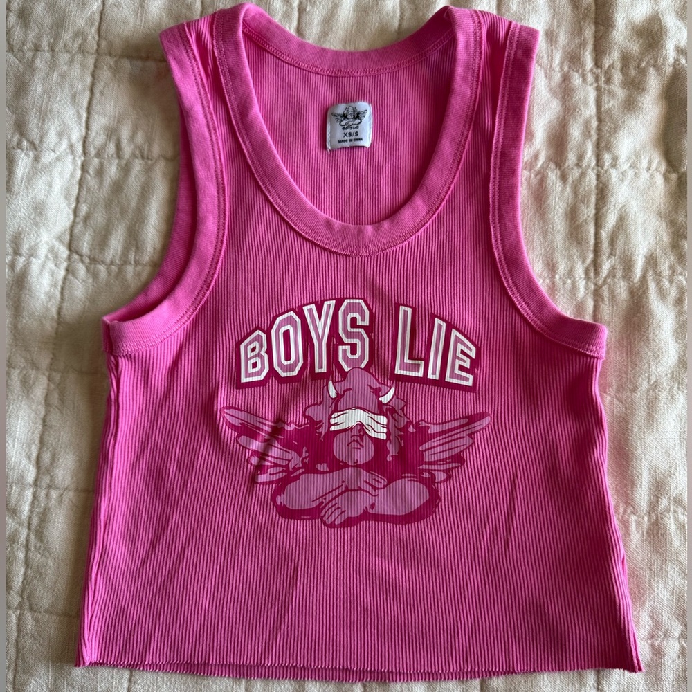 Boys Lie Pink Cropped Tank Top